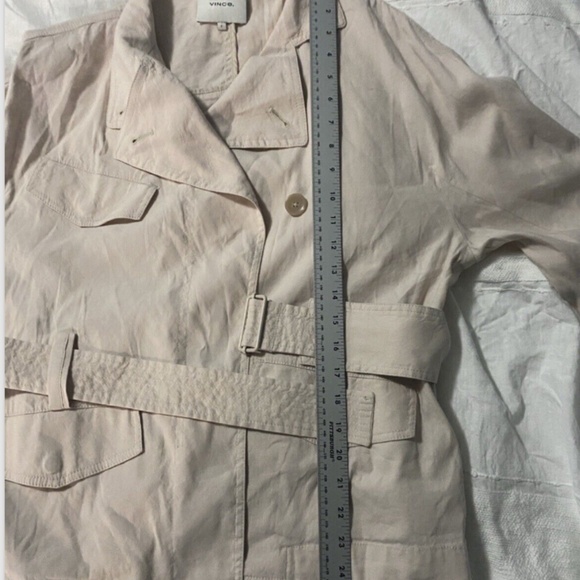 Women's Vince Drapey Belted Linen Blend Jacket Sand Glow Size SMALL Retail $445 - Picture 14 of 15